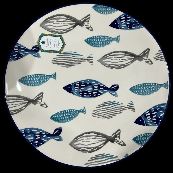 papart Dining X4 Papart Ceramic Turkish Coastal Blue Fish Hand